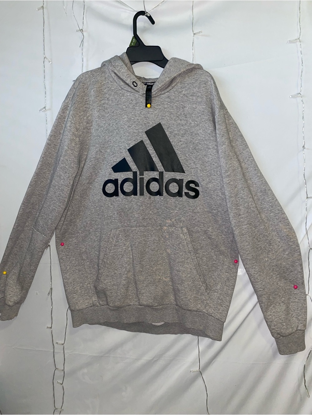adidas Heather Gray Pullover Hoodie with Black Logo